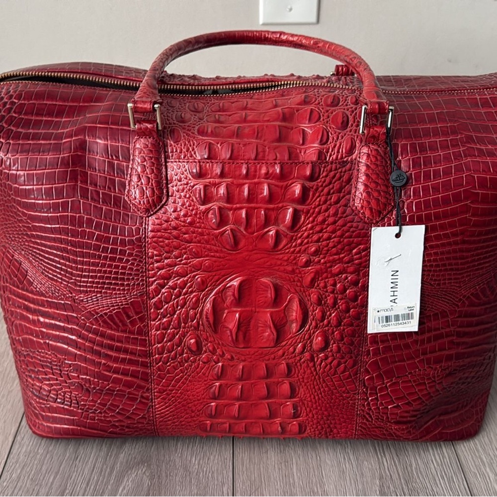 Brahmin Red Croc-Embossed Tote